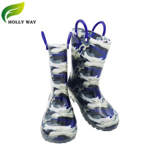 Children Camo Printing Rubber Boots with Handle for Kids